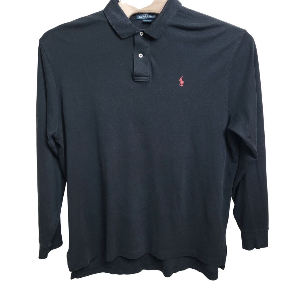 Polo Ralph Lauren Mens XXL Black Long Sleeve Polo Shirt Embroidered Red Pony